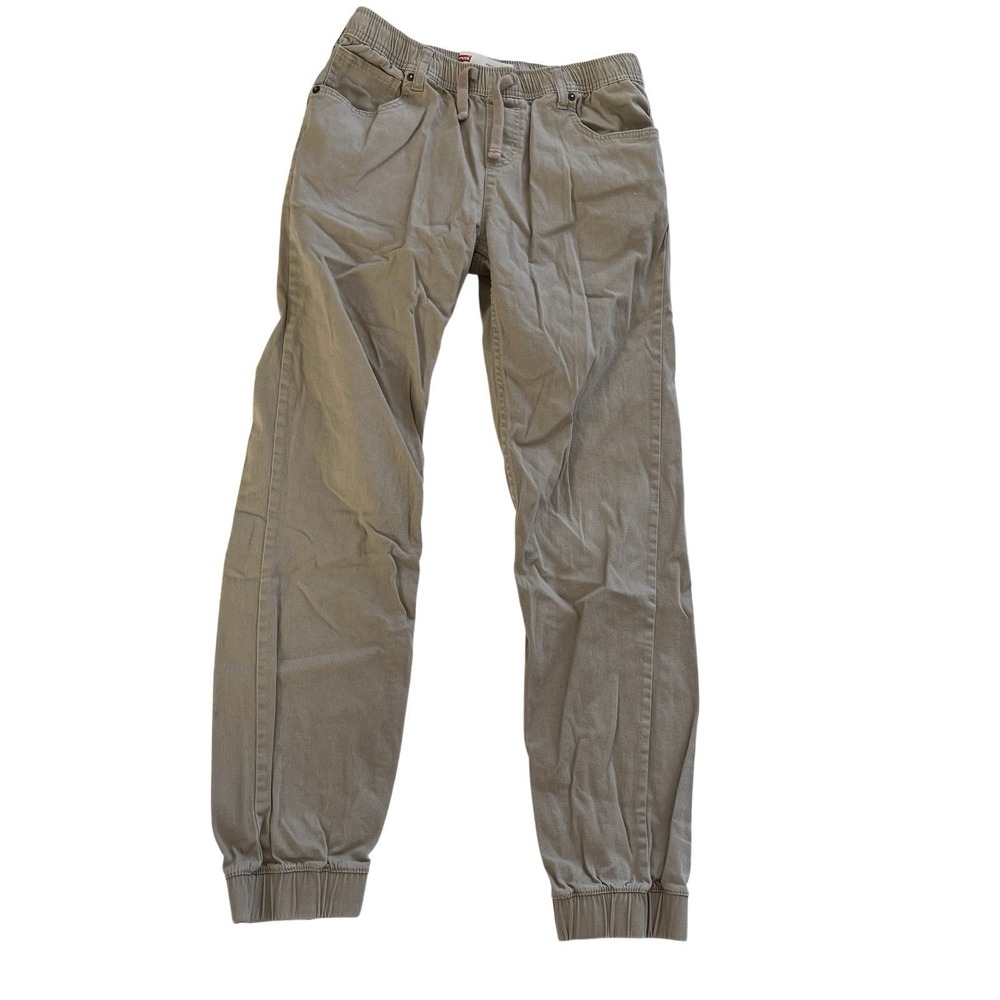 Levi's Boy's Size‎ XL Jogger Tan Beige Khaki Chino Drawstring Pocket 98% Cotton